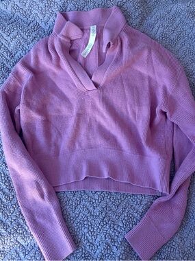 lululemon athletica Dusty Pink Knit V‑Neck Pullover